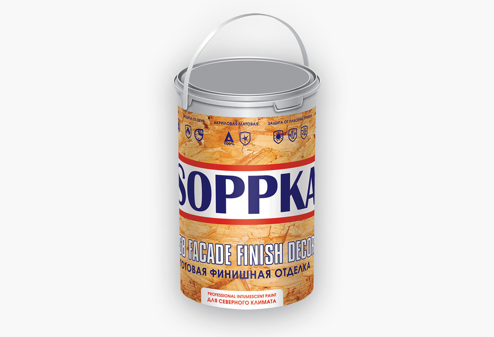 Краска фасадная огнебиозащитная "SOPPKA" для OSB, 1кг.