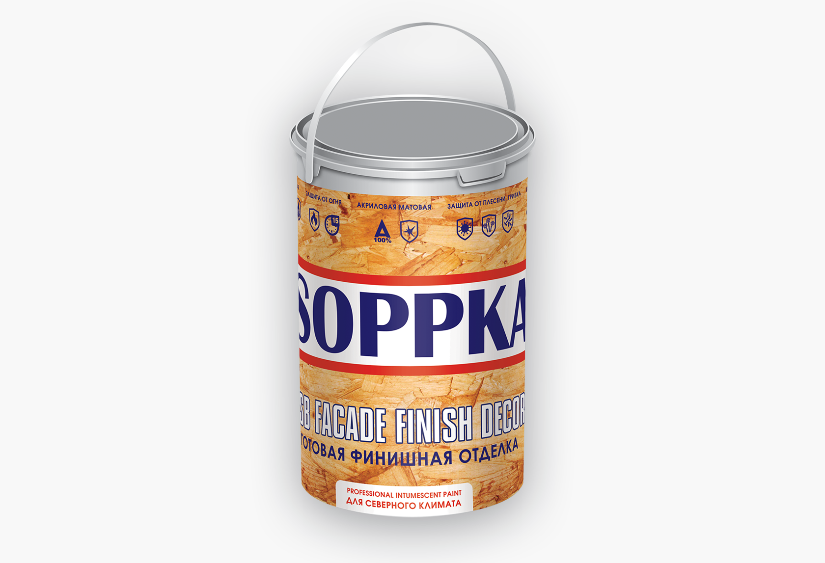 Краска фасадная огнебиозащитная "SOPPKA" для OSB, 5кг.