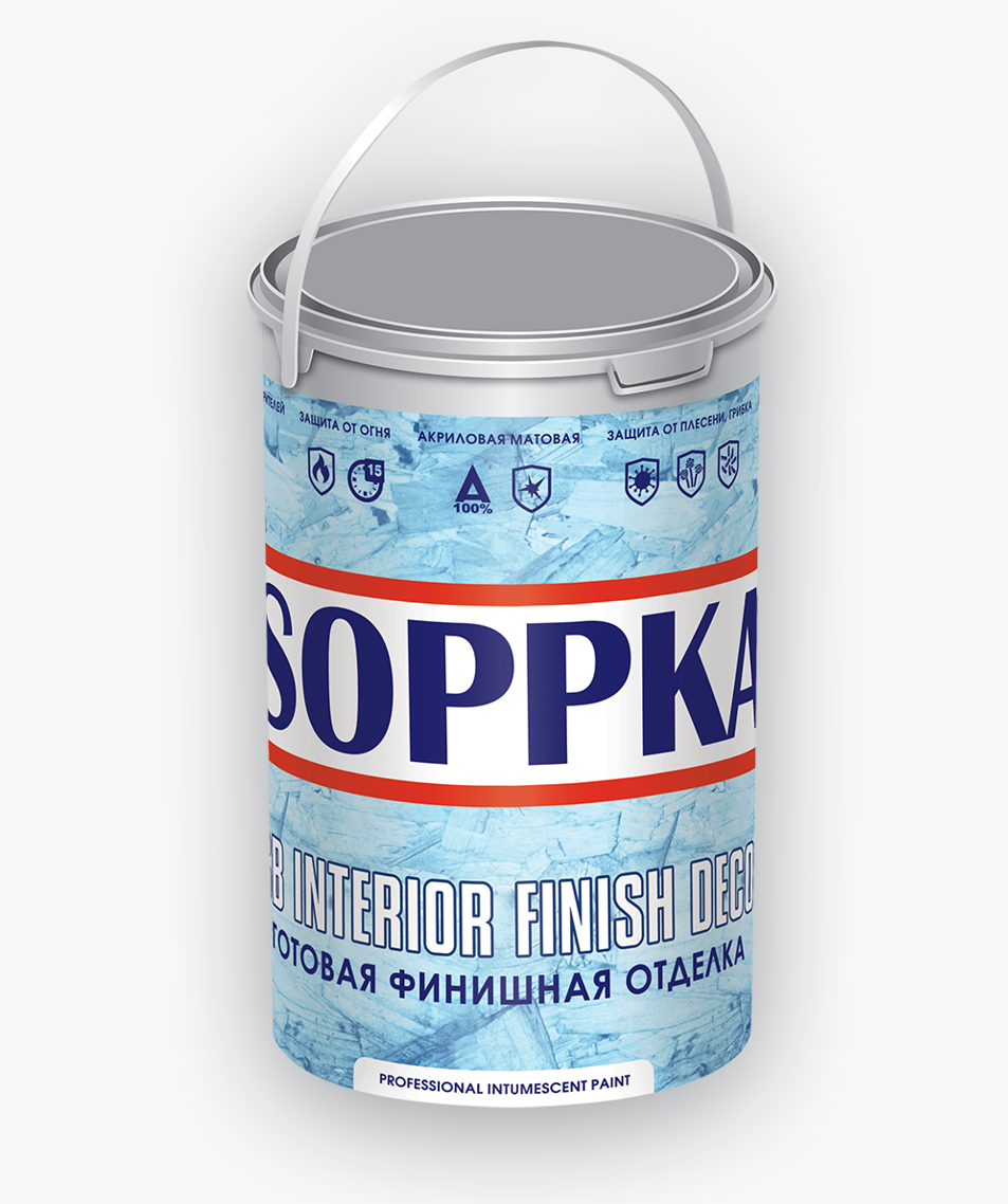 Краска интерьерная огнебиозащитная "SOPPKA" для OSB, 1кг.