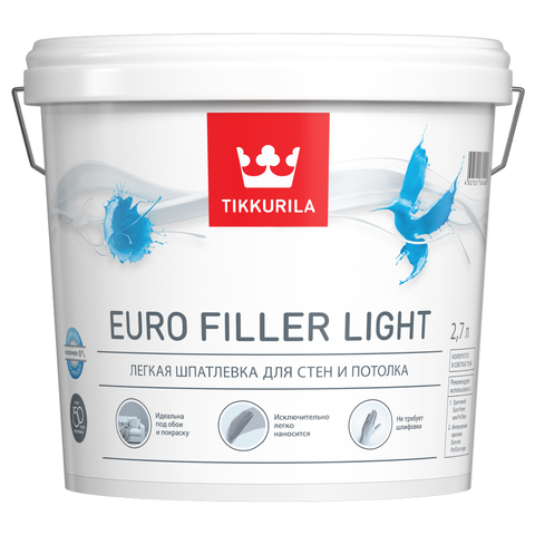 EURO FILLER LIGHT KTA шпатлевка легкая 2,7 л (уп.3 шт)