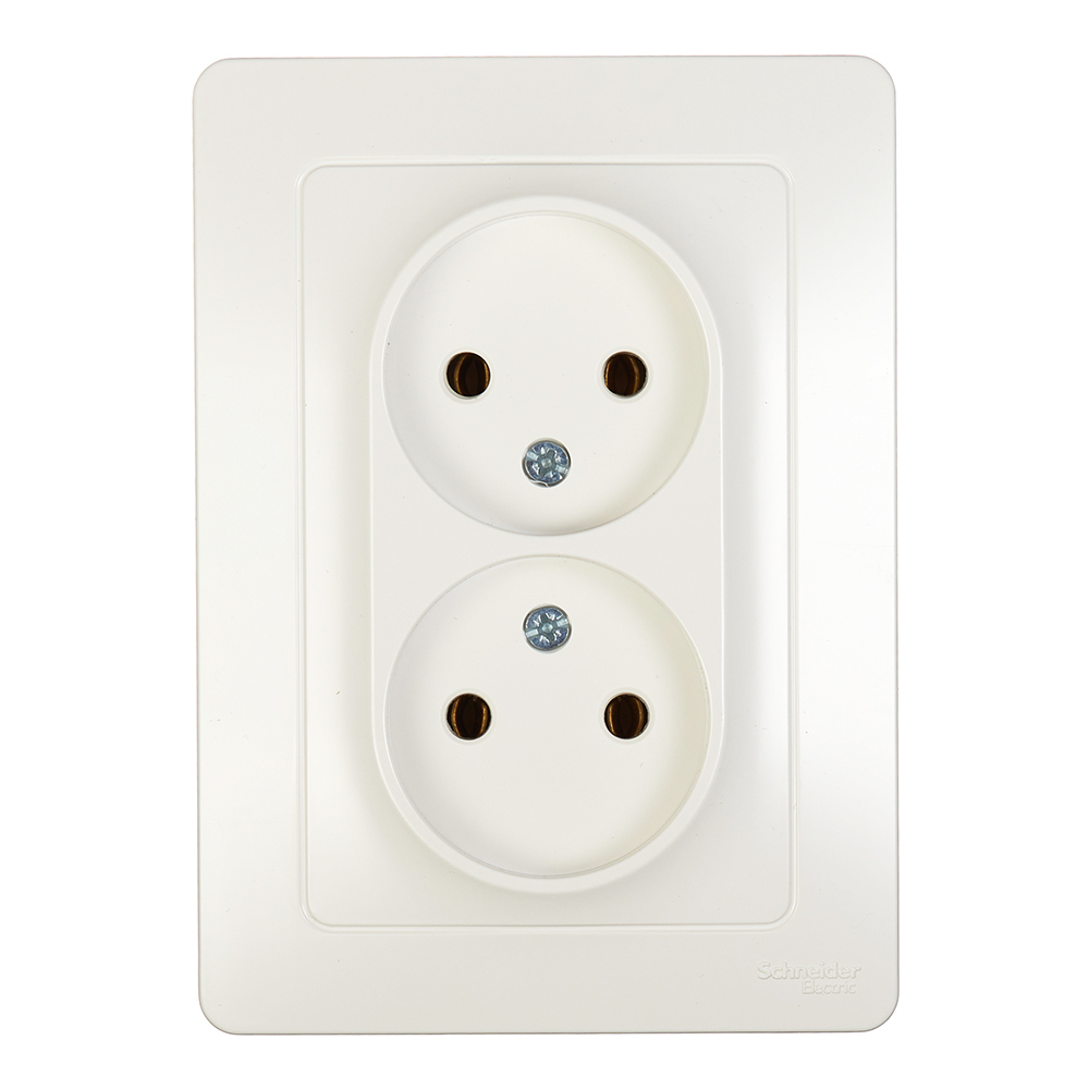 Розетка с рамкой Schneider Electric Blanca BLNRS000022 двойная скрытая установка молочный без заземл