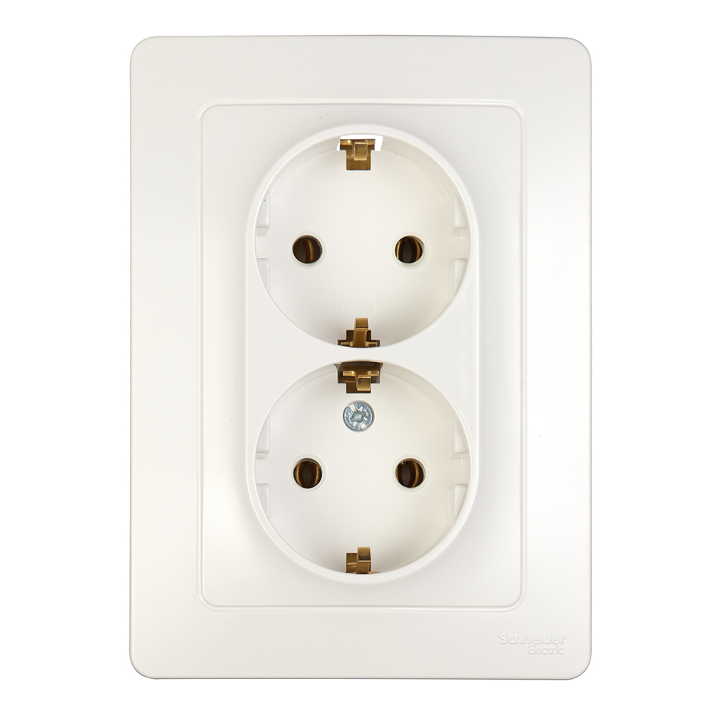 Розетка с рамкой Schneider Electric Blanca BLNRS001021 двойная скрытая установка белая с заземлением