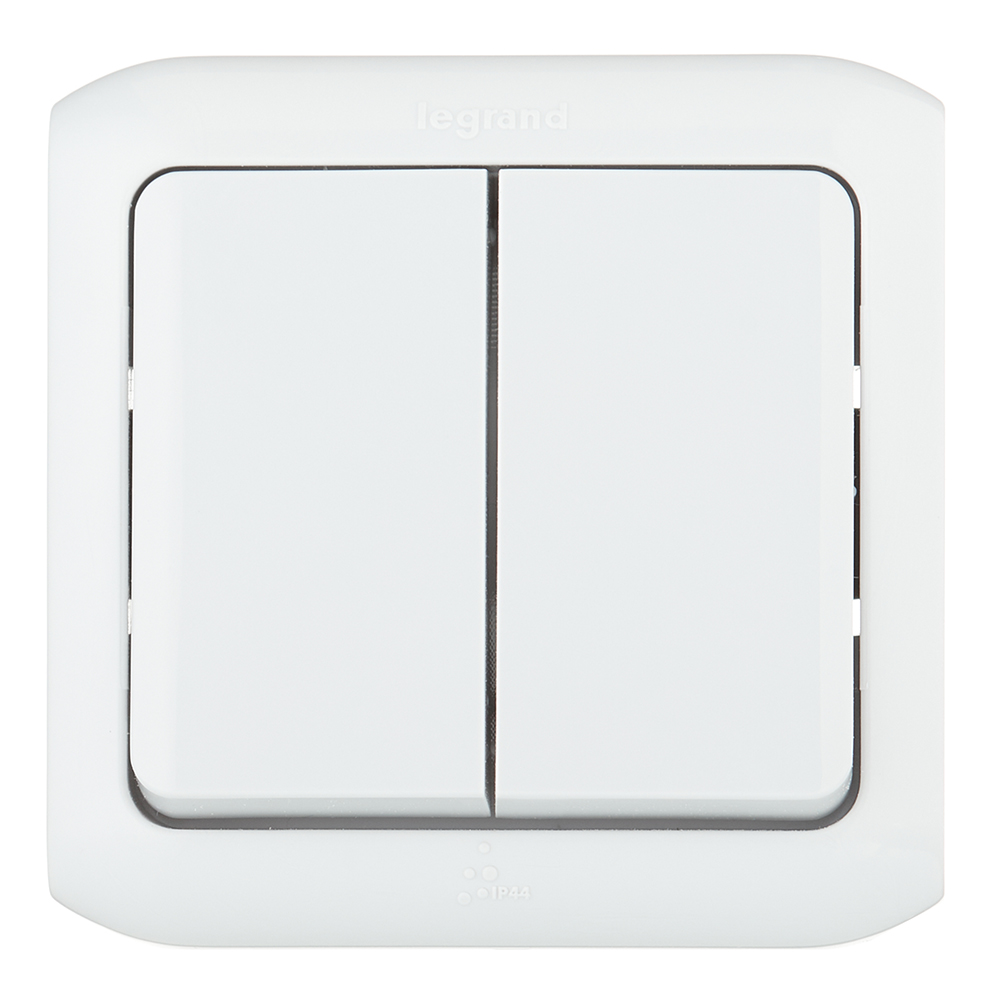 Выключатель Legrand Quteo 782332 двухклавишный открытая установка серый