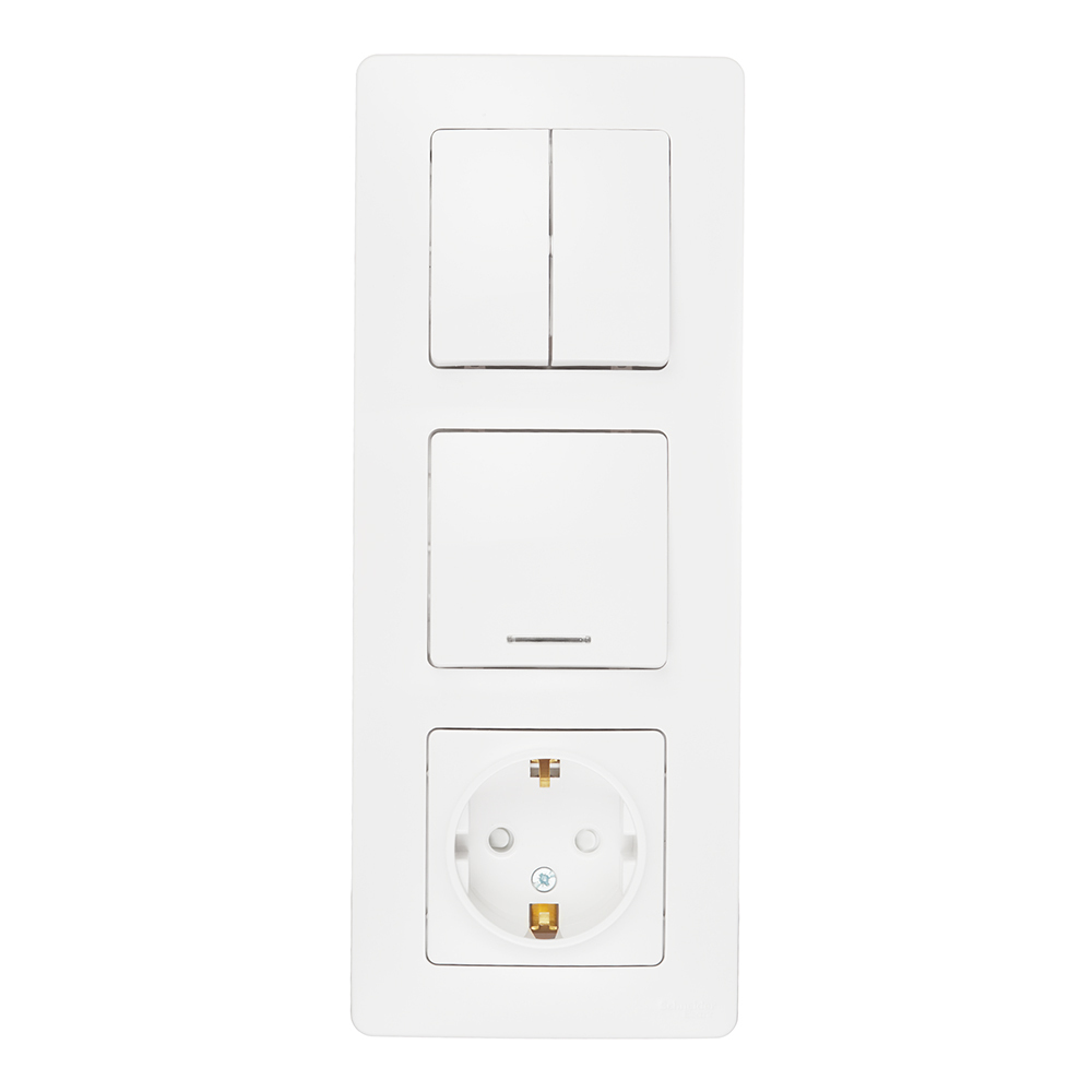 Блок выключателей с розеткой с рамкой Schneider Electric Blanca BLNBS101211 скрытая установка белый 