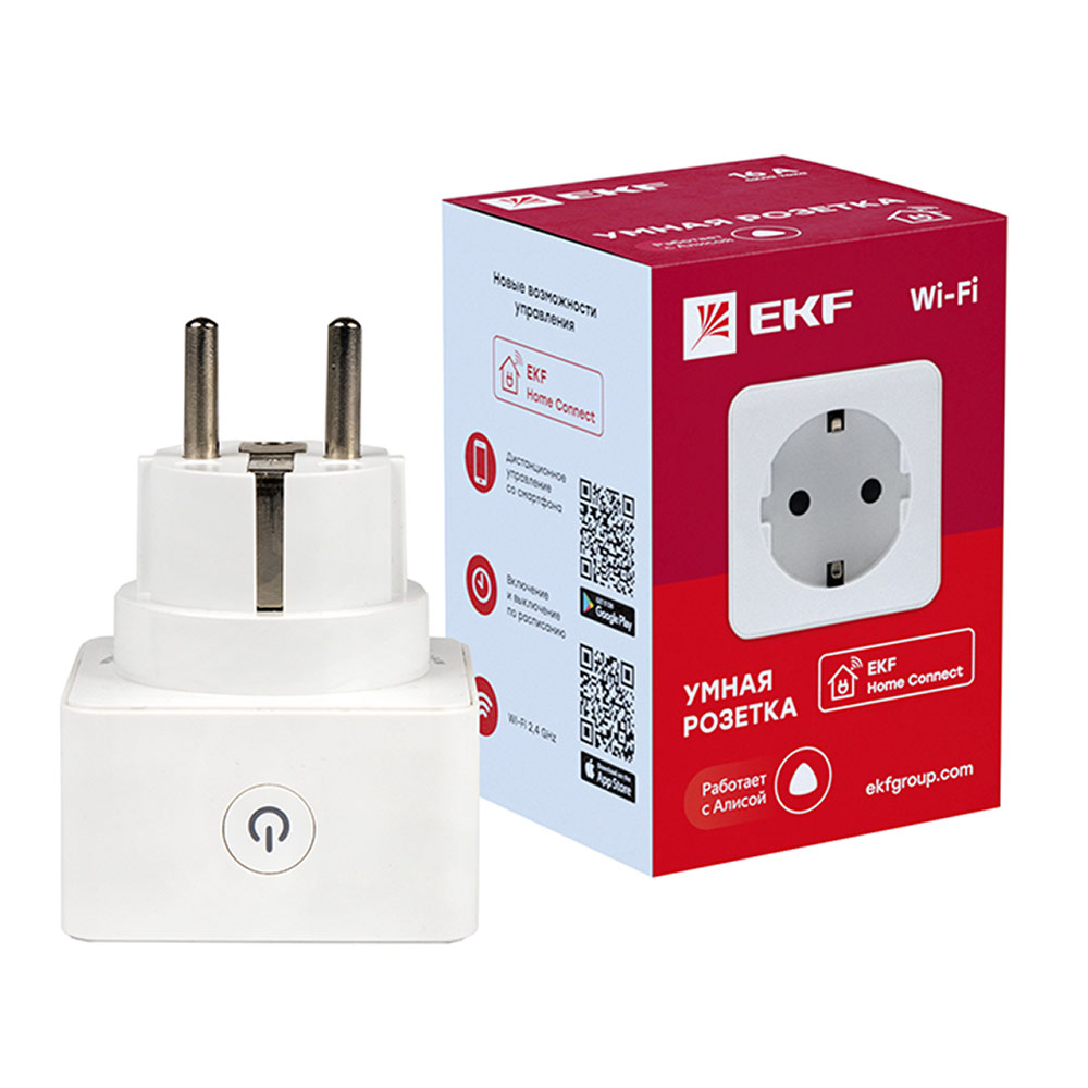 Розетка EKF Connect белая (RCS-1-WF) умная