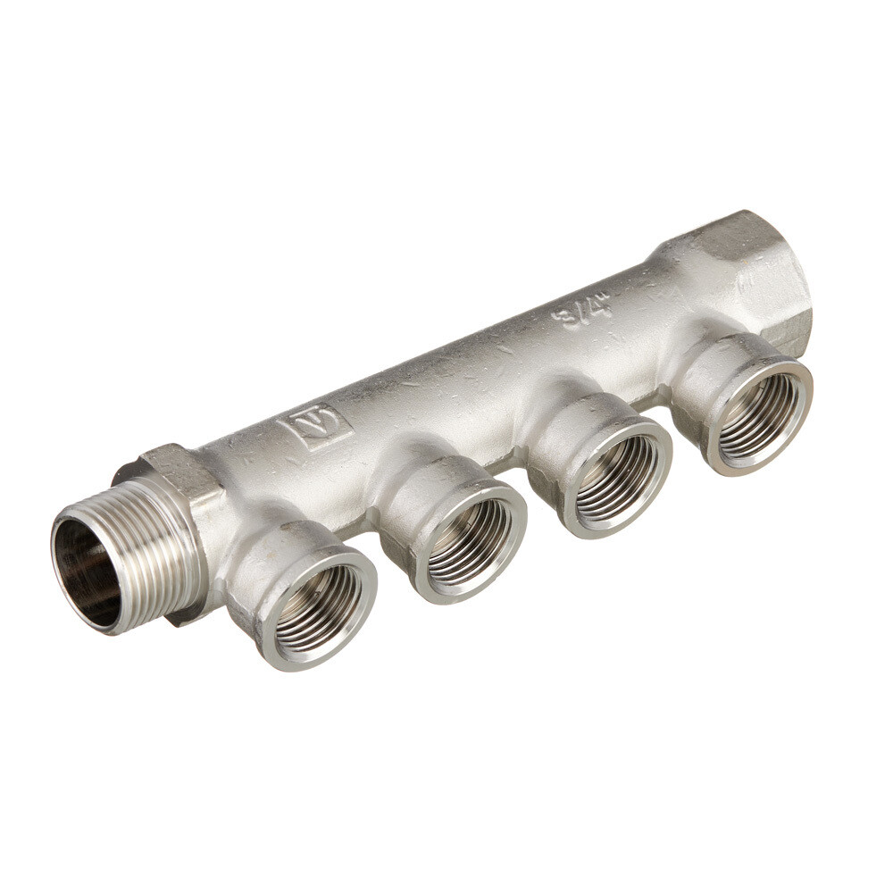 Коллектор VALTEC (VTc.550.N.0504) 3/4 ВР(г) х 4 выхода 1/2 ВР(г) х 3/4 НР(ш)