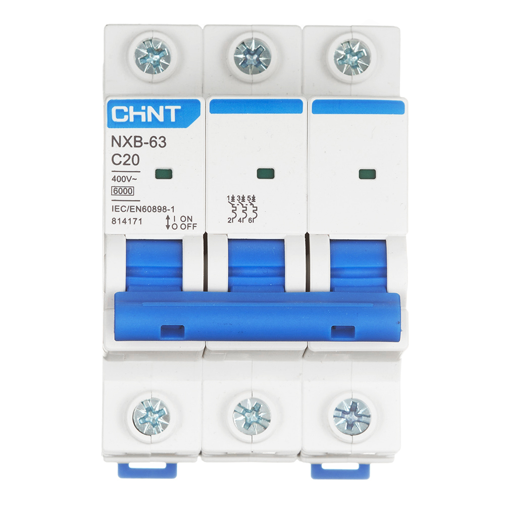 Автоматический выключатель Chint NXB-63 (814171) 3P 20А тип С 6 кА 400 В на DIN-рейку