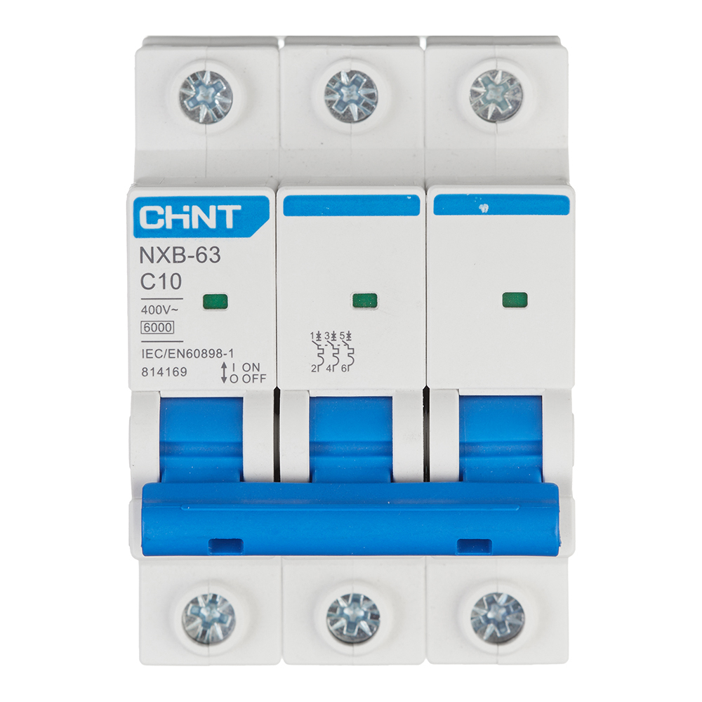 Автоматический выключатель Chint NXB-63 (814169) 3P 10А тип С 6 кА 400 В на DIN-рейку