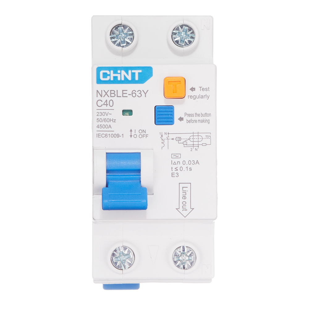 Автомат дифференциальный Chint NXBLE-63Y (105546) 40А 30 мА 1P+N тип АС 4 кА компактный
