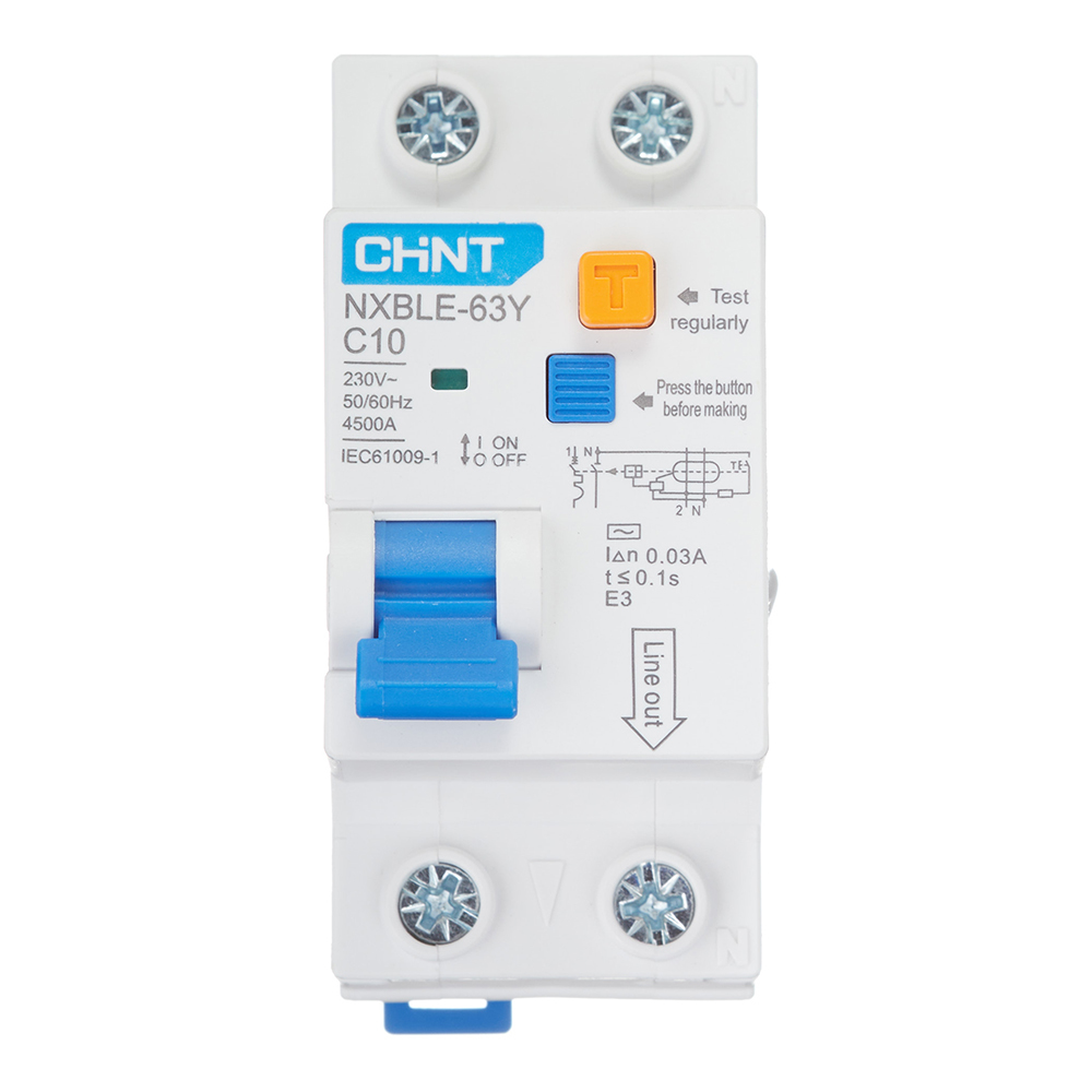 Автомат дифференциальный Chint NXBLE-63Y (105541) 10А 30 мА 1P+N тип АС 4 кА компактный