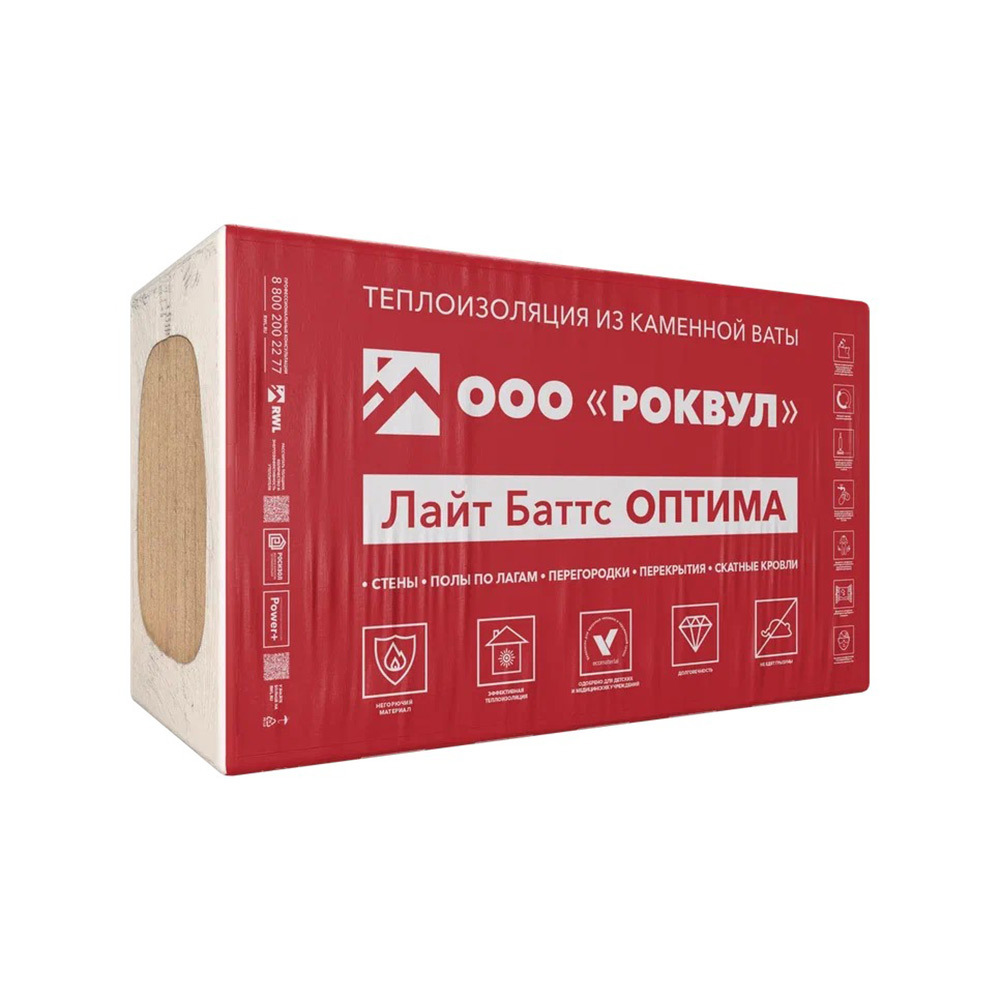 Утеплитель Rockwool Лайт Баттс Оптима 50х600х1000 мм 6 кв.м