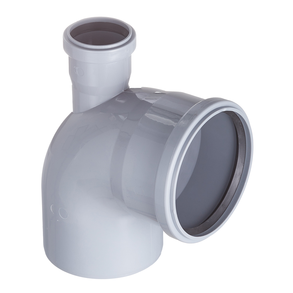 Отвод Valfex (23125150) d110х50 мм 87° пластиковый с выходом d50 мм прямой для внутренней канализаци