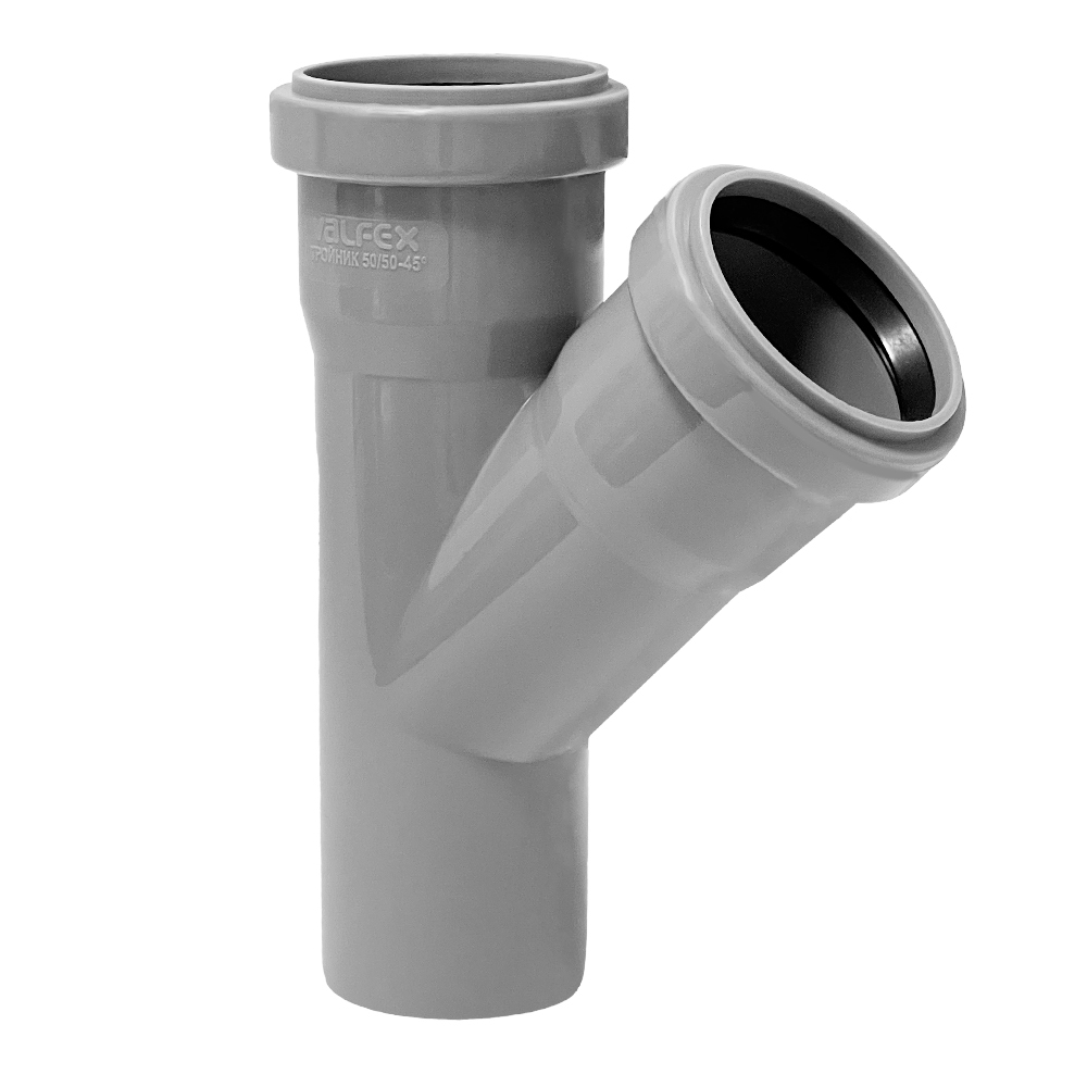 Тройник Valfex d50х50 мм 45° пластиковый для внутренней канализации