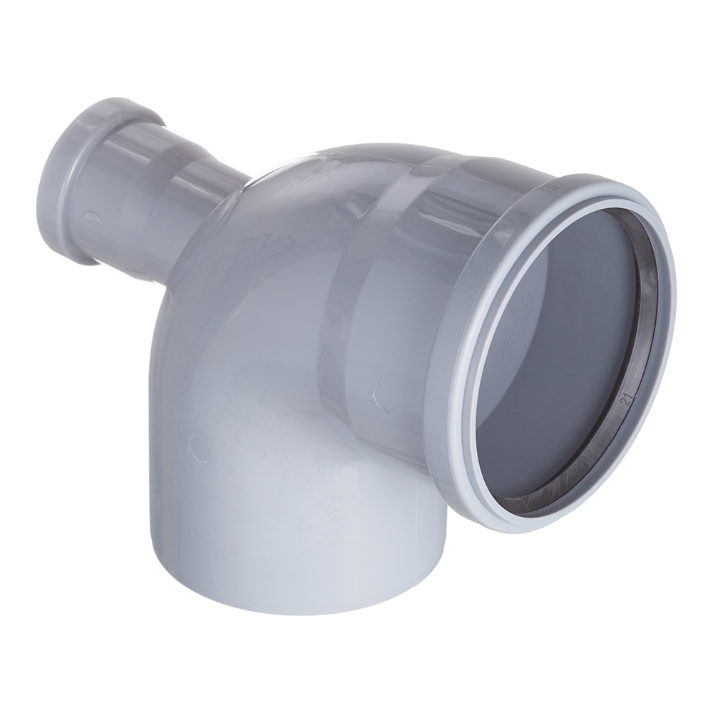 Отвод Valfex (23124150) d110х50 мм 87° пластиковый с выходом d50 мм фронтальный для внутренней канал