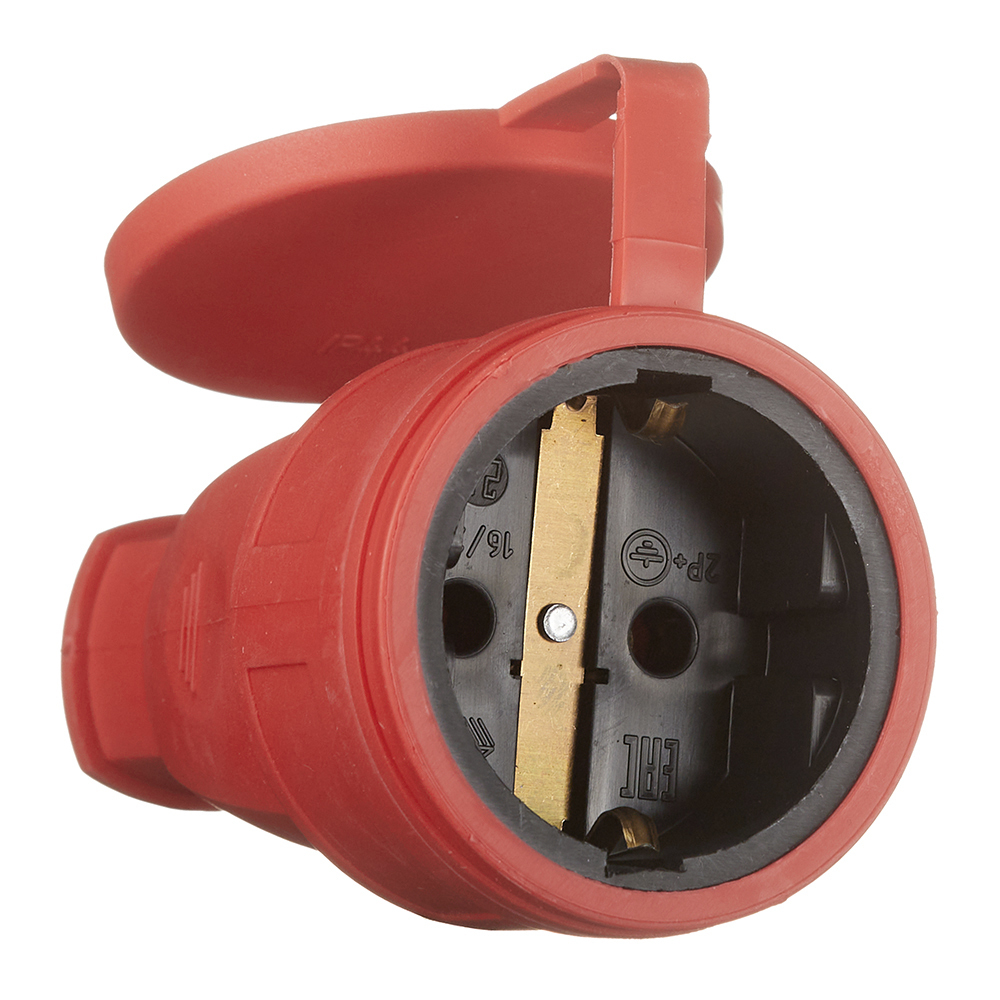 Розетка штепсельная каучуковая Svet (SV0303-0028) одиночная прямая открытая установка с заземлением 