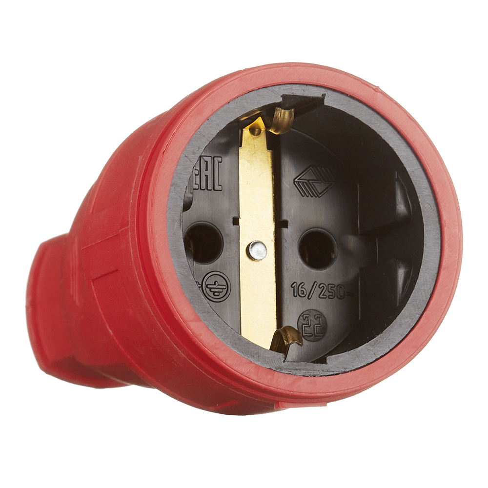 Розетка штепсельная каучуковая Svet (SV0303-0027) одиночная прямая открытая установка с заземлением 