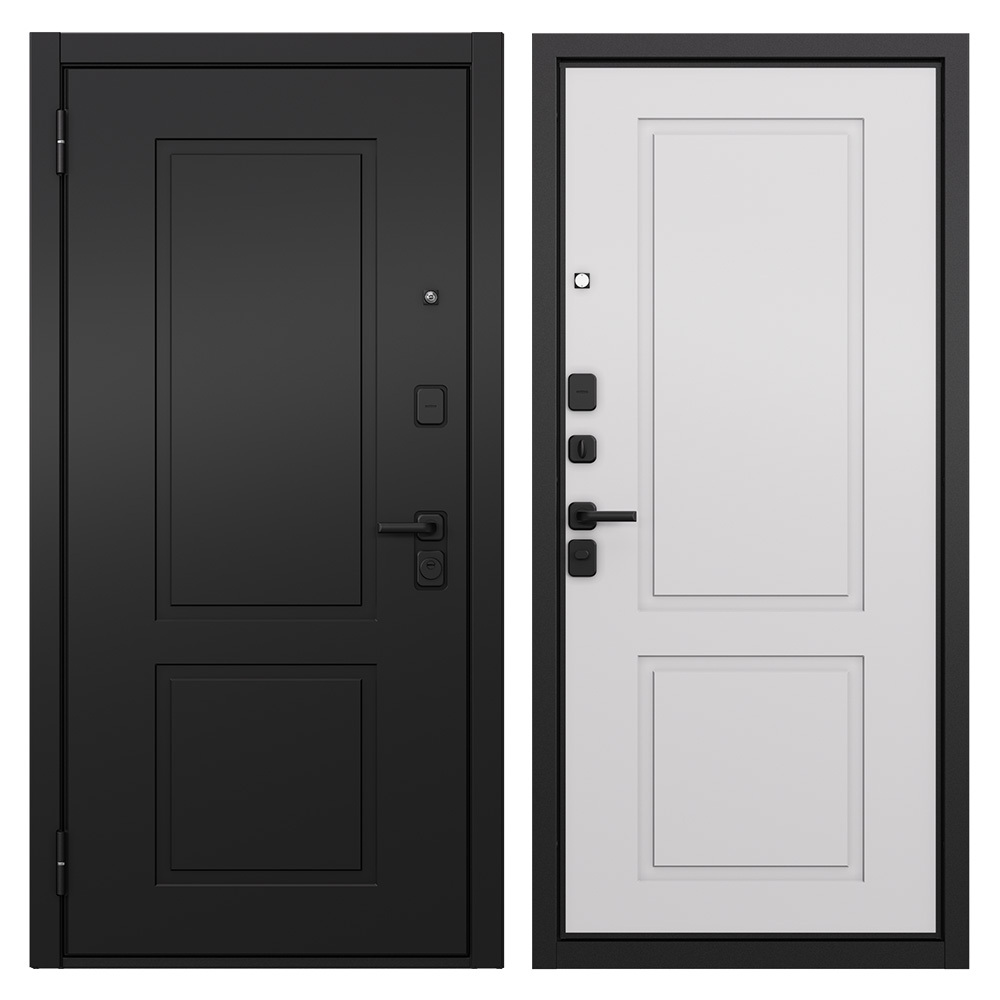 Дверь входная Buldoors Дрейк левая черный матовый - белый софт 860х2050 мм