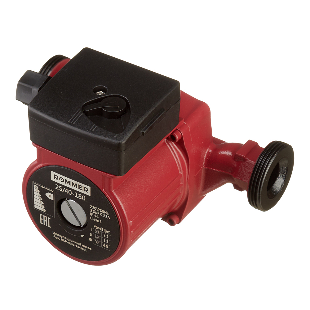 Циркуляционный насос для систем отопления Rommer 25/40 (RCP-0002-2541801) DN25 подъем 4 м 180 мм с г