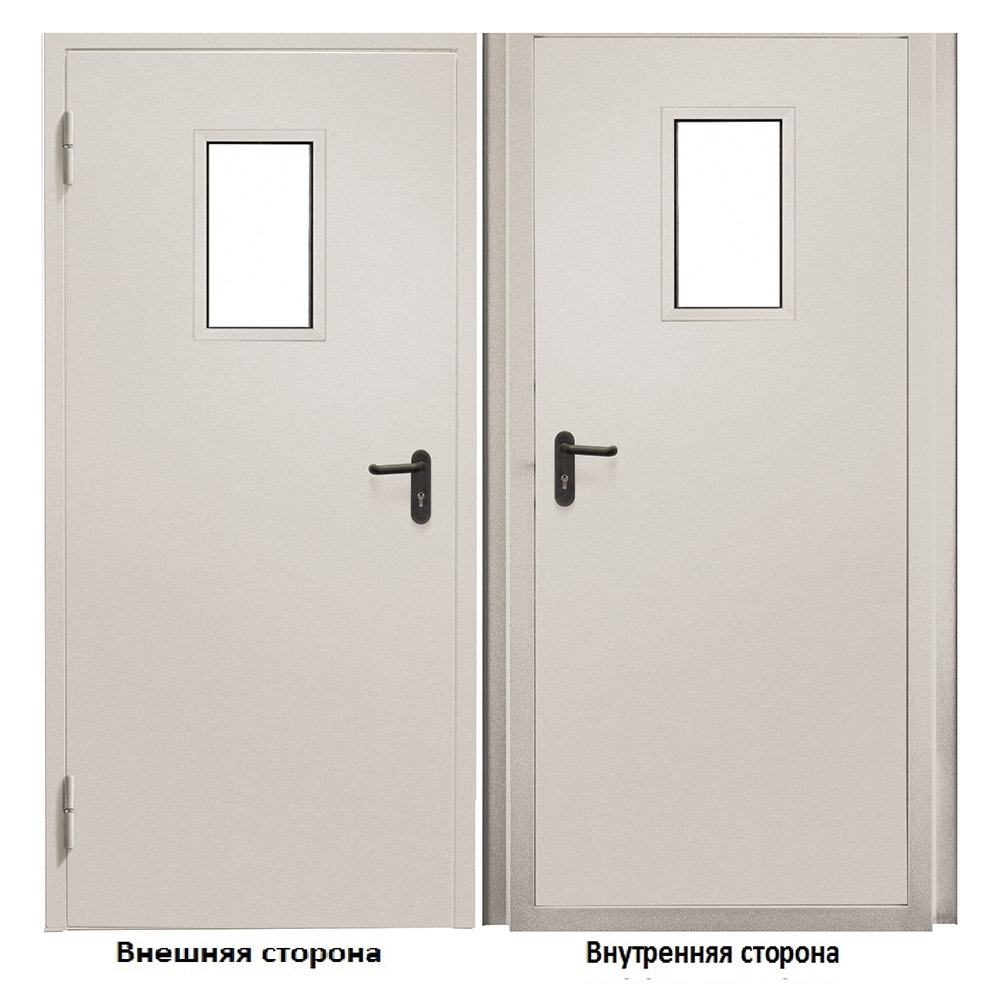 Дверь противопожарная Промет ДПС-EIS-60 со стеклом левая серый RAL 7035 950х2050 мм