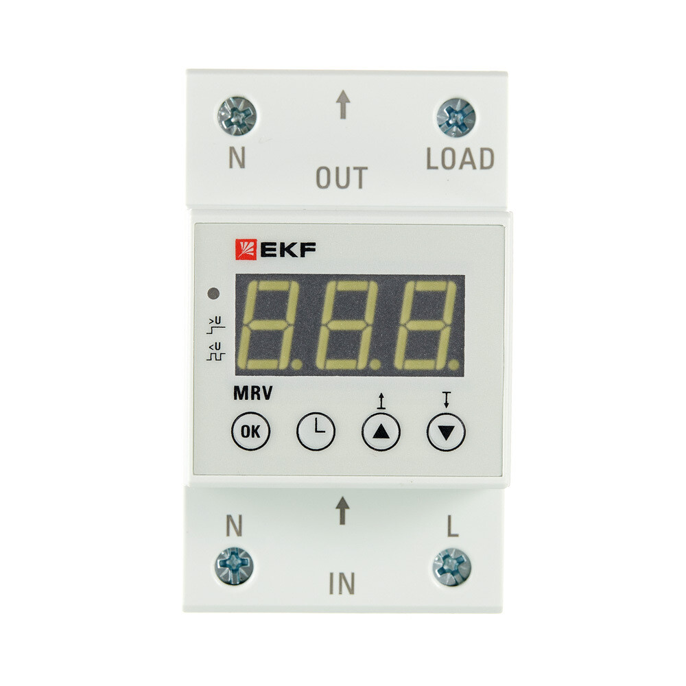 Реле напряжения модульное EKF PROxima (MRV-63A) 230 В 63 А тип AC 4P+N с дисплеем