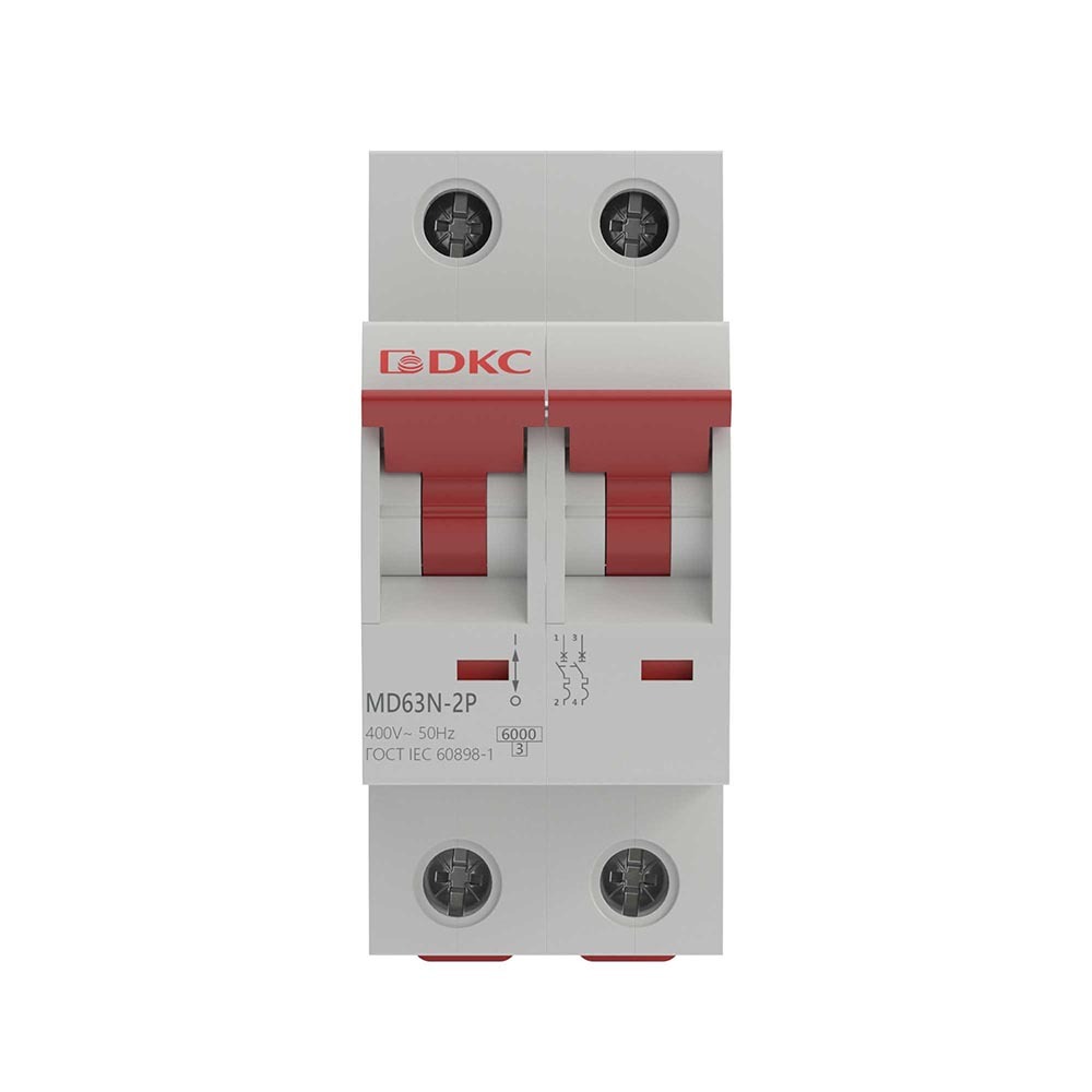 Автоматический выключатель модульный DKC Yon Max MD63N 2P 40А тип C 6 кА 400 В (MD63N-2PC40)