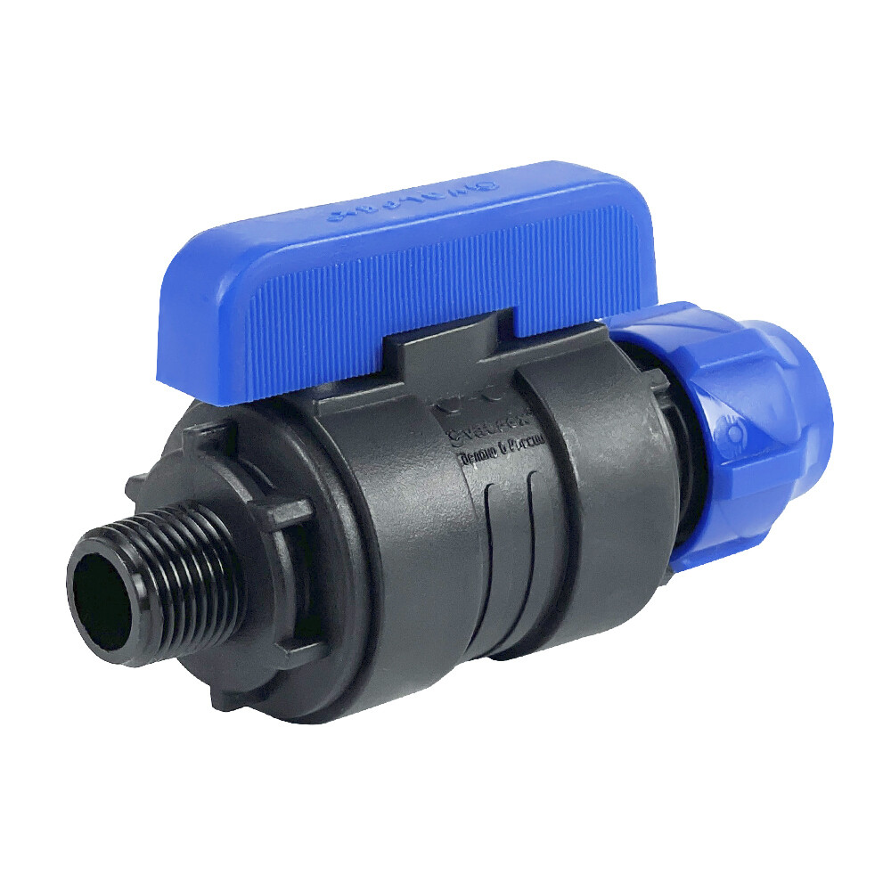 Кран шаровой ПНД Valfex компрессионный переходной 20х1/2 НР(ш)