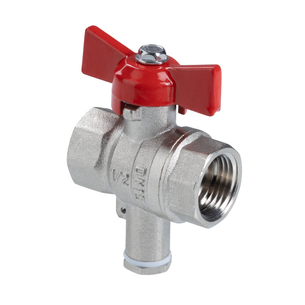 Кран шаровой латунный Valtec 1/2 ВР(г) х 1/2 ВР(ш) полнопроходной бабочка для подключения датчика те