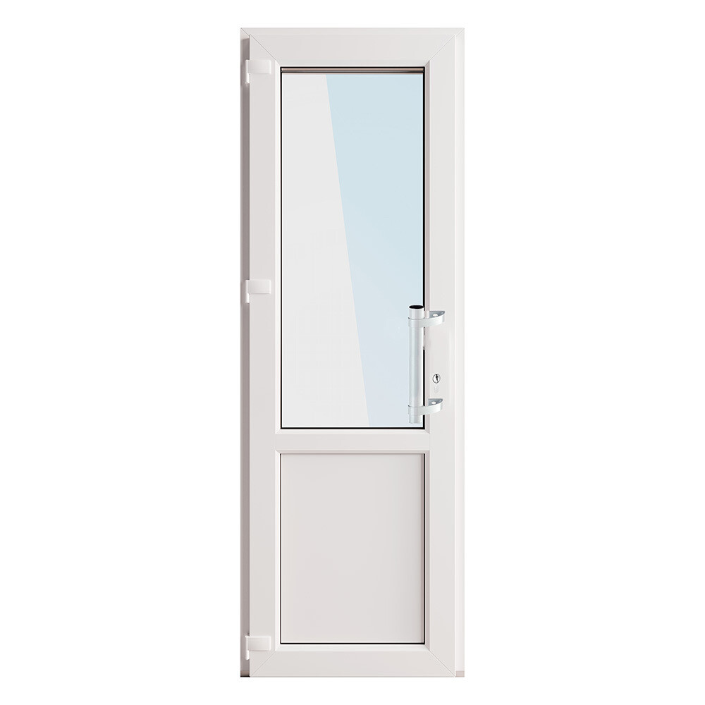 Металлопластиковая дверь VEKA 2050х700 мм алюминиевый порог белая левая стеклопакет