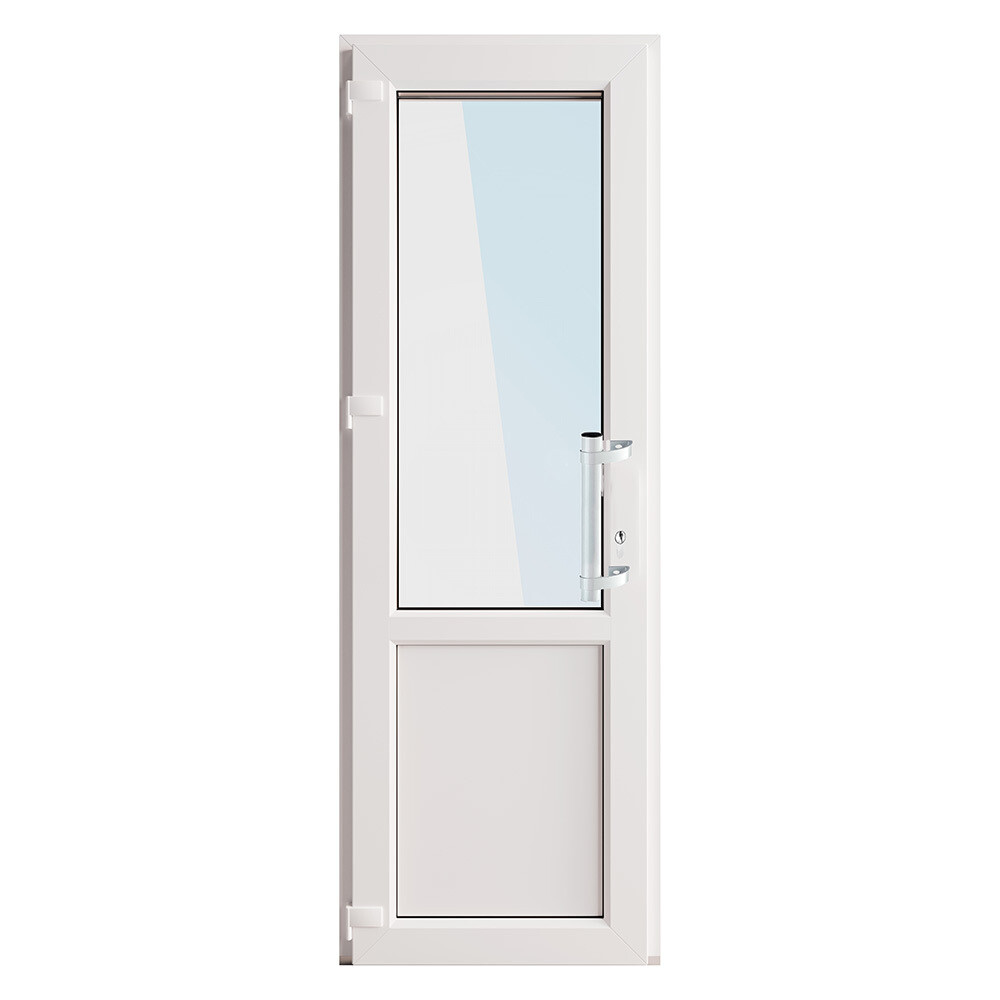 Металлопластиковая дверь VEKA 2050х900 мм алюминиевый порог белая левая стеклопакет