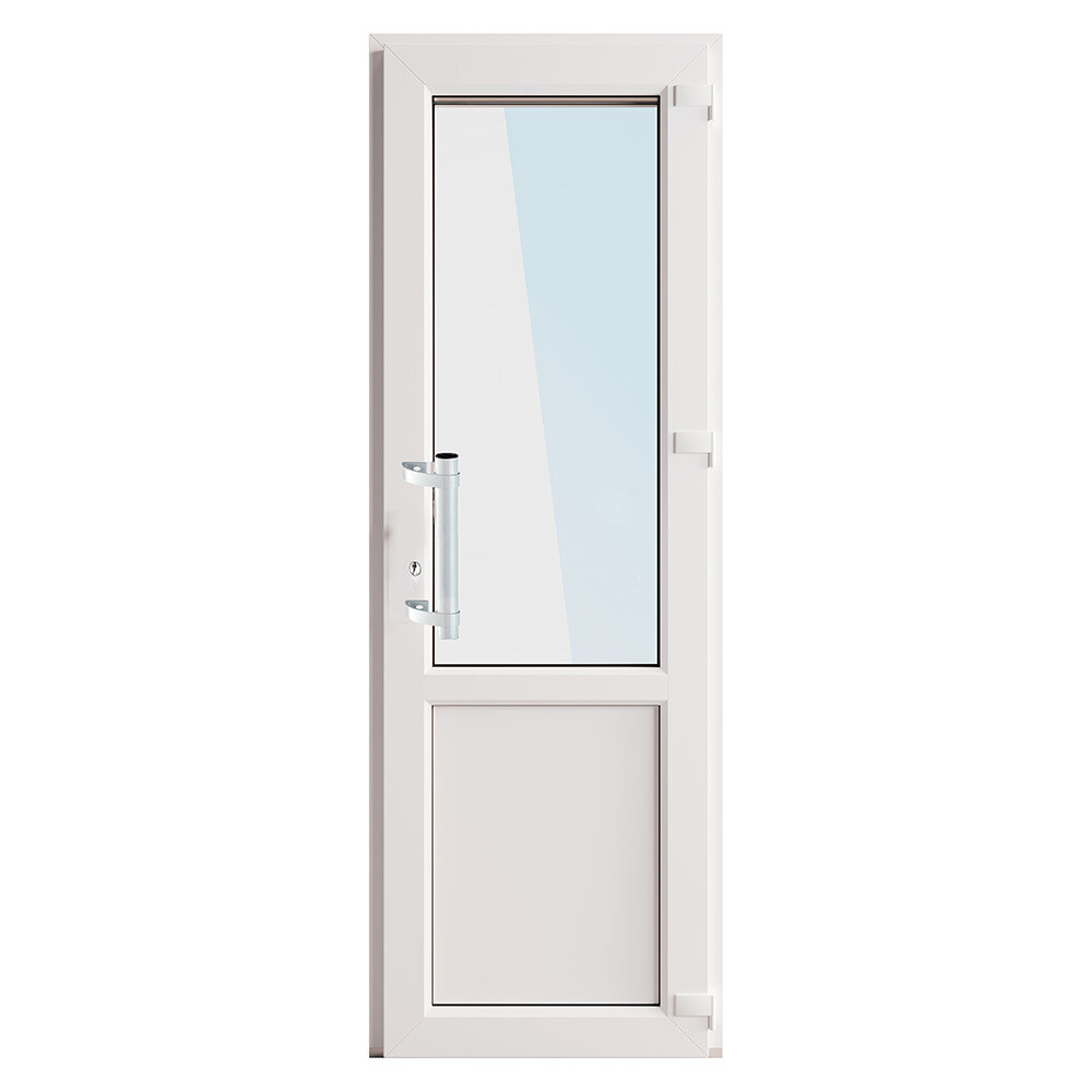 Металлопластиковая дверь VEKA 2050х900 мм алюминиевый порог белая правая стеклопакет