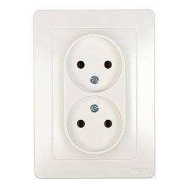 Розетка с рамкой Schneider Electric Blanca BLNRS000022 двойная скрытая установка молочный без заземления