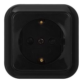 Розетка SVET EV0361-8411 открытая установка черный с заземлением