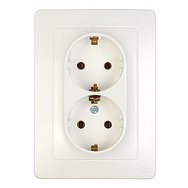 Розетка с рамкой Schneider Electric Blanca BLNRS001021 двойная скрытая установка белая с заземлением