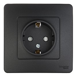 Розетка с рамкой Schneider Electric Blanca BLNRS001116 скрытая установка антрацит с заземлением со шторками