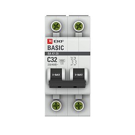 Автоматический выключатель EKF (mcb4729-2-32C) 2P 32А 4,5 кА 400 В на DIN-рейку