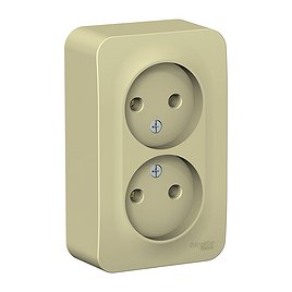 Розетка Schneider Electric Blanca двойная BLNRA000217 открытая установка бежевая без заземления