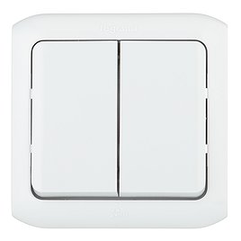 Выключатель Legrand Quteo 782332 двухклавишный открытая установка серый