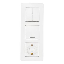 Блок выключателей с розеткой с рамкой Schneider Electric Blanca BLNBS101211 скрытая установка белый с заземлением с подсветкой со шторками