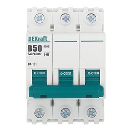 Автоматический выключатель Dekraft BA-101 (11035DEK) 3P 50А тип B 4,5 кА 230-400 В на DIN-рейку