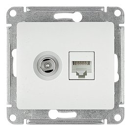 Розетка телевизионная/компьютерная Schneider Electric Glossa GSL000189 скрытая установка белая IP20 модули TV и RJ45