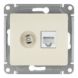 Розетка телевизионная/компьютерная Schneider Electric Glossa GSL000289 скрытая установка бежевая IP20 модули TV и RJ46