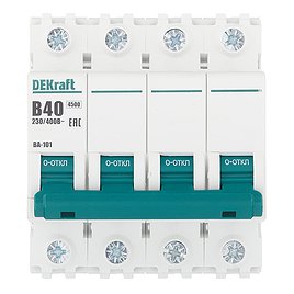 Автоматический выключатель Dekraft BA-101 (11046DEK) 4Р 40А тип B 4,5 кА 230-400 В на DIN-рейку