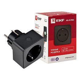 Розетка EKF Connect черная (RCS-2-WF) умная