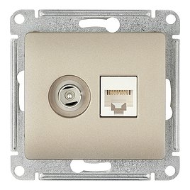Розетка телевизионная/компьютерная Schneider Electric Glossa GSL000489 скрытая установка титан IP20 модули TV и RJ48