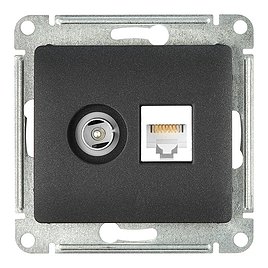 Розетка телевизионная/компьютерная Schneider Electric Glossa GSL000789 скрытая установка антрацит IP20 модули TV и RJ49