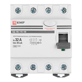 УЗО EKF (elcb-4-32-30-em-pro) 32А 30 мА 4P тип АС 4,5 кА