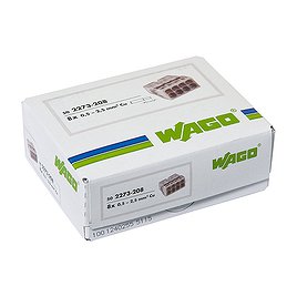 Клемма на 8 проводов Wago 2273-208 0,5-2,5 кв. мм самозажимная без пасты (50 шт.)
