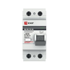 УЗО EKF (elcb-2-63-300-em-pro) 63А 300 мА 2P тип АС 4,5 кА