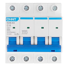 Автоматический выключатель Chint NXB-63 (814248) 4P 16А тип С 6 кА 400 В на DIN-рейку
