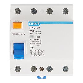 УЗО Chint NXL-63 (280789) 25А 30 мА 3+N тип АС 6 кА компактный